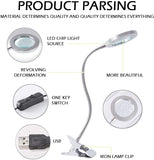 Lighting LED 8X Magnifying Lamp with Metal Clamp 360&deg Flexible Gooseneck and USB Plug Design for V178-91983