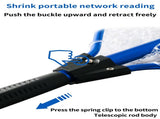 Blue High Strength Large Landing Net - Fishing Net with Long Foldable Handle and Soft Rubber V888-ELOSUNG36558