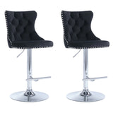 SERENIT Black Velvet Bar Stools Adjustable Swivel Counter Height Chairs with Tufted Back and V255-GP2211R-BLACK