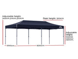 Instahut Gazebo Pop Up Marquee 3x6 Folding Tent Wedding 500D Oxford Camping Navy GAZEBO-T-3X6-F-NA
