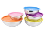 5pcs/set Stainless Steel Mixing Bowl Food Storage Preservation Box with Lids Cookware for Home V1294-YM0901-3118210002811