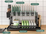 CARLA HOME 2-Tier Dish Drying Rack with Drainage Tray, Utensil Holder, Cup Hooks & Cutting Board LSB-36159