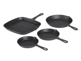 5-Star Chef Cast Iron Fry Pan Skillet Cookware Set Induction Black 14/16/20/24cm XFEL-FP-4PCS
