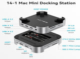 ACASIS M001PRO 14-in-1 Mac Mini Docking Station USB4 40Gbps Dock Dual 4K60Hz DP NVMe SSD 2, USB-A V28-ELEACAM001PRO