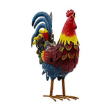 Whimsical Garden Rooster Statue, Hand-Painted Metal Accent, Rust-Resistant Iron Craftsmanship, V1192-AZ-W-24268