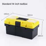 14-inch Yellow and Black Heavy Duty Plastic Toolbox - PP Material with ABS Latches - Lockable, Large V888-ELOSUNG50969
