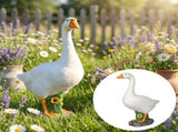 Goose-Shaped Outdoor Garden Ornament, Courtyard Decoration Sculptures with Replaceable Cowboy Hats V1192-AZ-W-24289