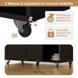 Kitchen Island Cart on Wheels with Charging Station, Black, 83x38x82cm V178-59332