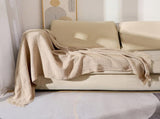 130*230CM Khaki Nordic Solid Color Knitted Sofa Throw Blanket with Tassels - Waffle Weave Polyester V888-ELOSUNG17038