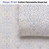 Accessorize Cotton Flannelette Sheet Set 40cm Wall Maya Print King V442-HIN-SHEETS-FLANNELMAYA-NATURAL-KI