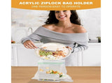 2 Pack Ziplock Bag Holder, Baggy Rack Holder for Food Prep Bag, Transparent Food Storage Bag Stand, V1369-AZ3-W-16269