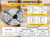 Metal Lathe Chuck 4-Jaw Independent 5 inch Cast Iron Milling Turning CNC V952-KPK72-12500000001V0