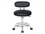 Levede Swivel Office Chair Round Rolling Stools PU Leather Height Adjustable BR1071-BK-M-AU