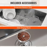 Kitchen Sink, 304 Stainless Steel Drop-In Sinks, Undermount Single Bowl Basin with Accessories V952-QRSSCTXPDCY30ZB7SV0