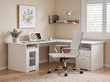 Artiss Office Desk and Chair Set L Shape Computer Desk 150cm with Storage Cabinet & Drawers, FURNI-DESK-L-8147H-WH