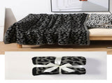 Grey and Black Luxurious Leopard Print Knit Throw Blanket - Ultra-Soft Jacquard Plush for Sofa, Bed V888-ELOSUNG27779