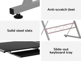 Artiss Computer Desk L-Shape Keyboard Tray Shelf Black MET-DESK-117-BK
