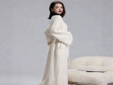 Blue Women's Ultra-Soft Plush V-Neck Cardigan Robe - Extra Thick Half-Velvet Warm Housecoat & V888-ELOSUNG49241