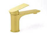 Brushed Gold Round Short Bathroom Vanity Laundry Chrome Basin Mixer Faucet Tap V1233-KRF101BG