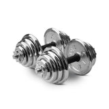 30KG Chrome Dumbbell Set Weight Dumbbells Home Gym Training Fitness BarBell Case V610-GYM-DUM-30KG-SIL