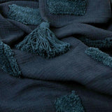 J Elliot Home Quinn 100% Cotton Textured Throw 130 x 160 cm Indigo & Majolica V442-IDC-THROW-QUINN-INDIGO-RE