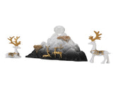 Resin Sitting Standing Deer Statues Reindeer Figurines Ornaments Mountain Rockery Sculpture for Home V1294-YM0901-3111250053611
