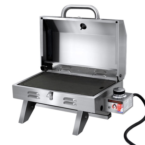 Grillz Portable Gas BBQ Grill with Double Sided Plate PGB-1B-HP-SS-AB