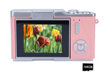 HD 1080P Flip Screen Retro Digital Camera 2.4-inch Display with 64GB TF Card - Pink V1263-JX-6746-2