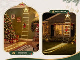 Jingle Jollys Christmas Ladder Lights Santa 3.4m 328LED Hanging Decor Warm White XMAS-MOT-D-LADDER-GD