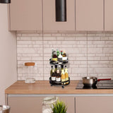 Double Layer Kitchen Spice Rack Organizer for Cabinets Countertops and Pantry Non-Slip Design Space V1370-AZ4-14329