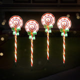 4 PCS Christmas Lights Path Ground Light Garden Decorations 68 LED Jingle Jollys XMAS-PATH-LOLLIPOP-RD-74CM-6PC