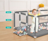 Grey Baby Playpen with Safety Gate V178-66816