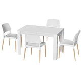 1 Artiss Dining Table and 4 Chairs Set White Wood DSET-120WH-086-WHX4