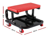 Giantz Creeper Seat Rolling Mechanic Stool with Tool Tray Heavy Duty 36x36cm MCS-C-RD