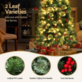 Jingle Jollys Christmas Tree 1.8M LED Xmas Tree Party Decorations Red Barries XM-TR-SLIM-PE-6FT-LED