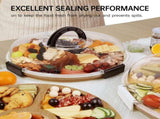 Eetblad Bamboo plate with clear lid Dried fruit plate Rice picnic Portable Deli container V1259-DP01-BO-93