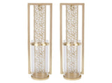 2pcs Wall Candle Holder Vintage Hollowed Candle Holder Metal Wall Art with Glass Cover for Home V1294-YM0901-3115250079011