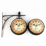 Vintage Double Sided Wall Clock Wall-Mounted 7-inch Retro Train Station Clock Classic Wrought Iron V1370-AZ4-05882
