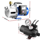 Giantz Garden Water Jet Pump High Pressure 1100W Tank Rain Farm Irrigation Black PUMP-JET-2300-TPC