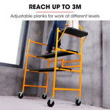 BAUMR-AG Mobile Scaffold Platform, 226kg Load, Steel Frame, Dual Height, Folding for easy Transport V219-SCFMSCEQM10A