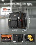 VEVOR Rolling Tool Bag, 110 lbs Load Capacity, 25 Pockets Heavy Duty Roller Tool Bag with Adjustable V952-GLGJD18YC600UPU23001V0
