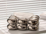 Ceramic Tissue Box Paper Towel Holder, Silver, for Kitchen, Living Room, Bedroom V1369-AZ3-W-11425