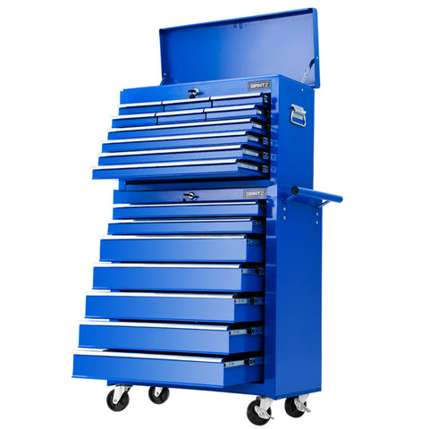 Giantz 17 Drawer Tool Box Cabinet Chest Trolley Toolbox Garage Storage Box Blue TB-17DR-107-BL