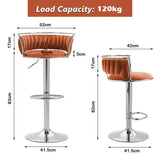 SERENIT Silver Swivel Upholstered Velvet Adjustable Height Counter Stool with Metal Frame Orange V255-GP2311R-ORANGE
