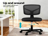 Artiss Armless Office Chair with Wheels, Ergonomic 360&deg Swivel Home Office Desk Chair, Height OCHAIR-M-2421-BK