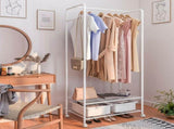 2Tier Rolling Free-Standing Clothing Garment Rack Closet Organizer Open Wardrobe V767-JJ-ZY188