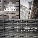 LONDON RATTAN 3PC Outdoor Daybed Patio Rattan Sofa Sun Lounge Furniture Grey Wicker Off White Canopy V219-FURODRLONADBG4