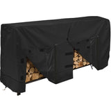Firewood Rack Cover 420D Waterproof Dustproof Outdoor Log Rack Cover Black, 244 x 61 x 107cm V1237-ZY-522-0094
