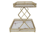 Bathroom Countertop Storage Shelf Space Saving Iron Glass 2 Tier Countertop Organizer for Cosmetics V1294-YM0901-3112250043011