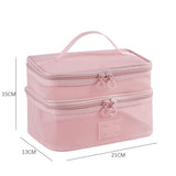 Mesh Breathable Makeup Bag 5-Pack Set - Travel Toiletry Organizer Kit with Triangle Octagonal Square V1259-BAG-07-SET5-PNK
